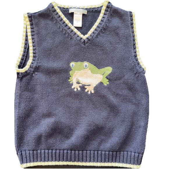 Janie And Jack Summer Boys Frog Navy Cotton Vest 5T - Picture 1 of 5